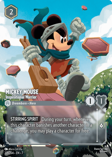 Mickey Mouse - Inspirational Warrior (Enchanted) 221/204 card from Archazia's Island