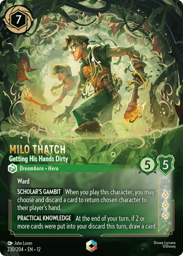 Milo Thatch - Getting His Hands Dirty (Enchanted) 230/204 card from Wilds Unknown