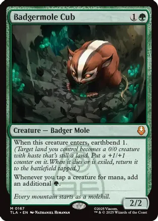 Badgermole Cub 167 card from Avatar: The Last Airbender