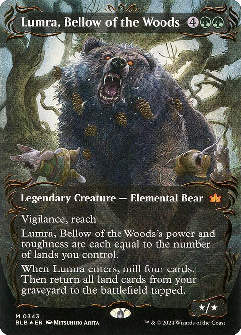 Lumra, Bellow of the Woods (Borderless) (Raised Foil) 343 card from Bloomburrow