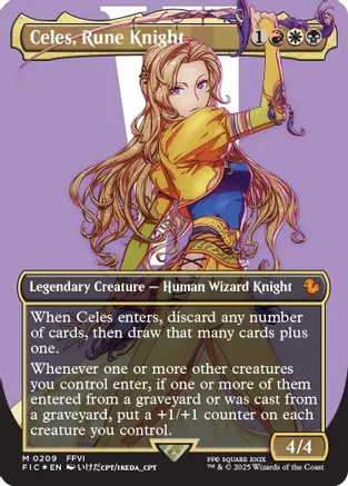Celes, Rune Knight (Borderless) (Surge Foil) 209 card from Commander: FINAL FANTASY