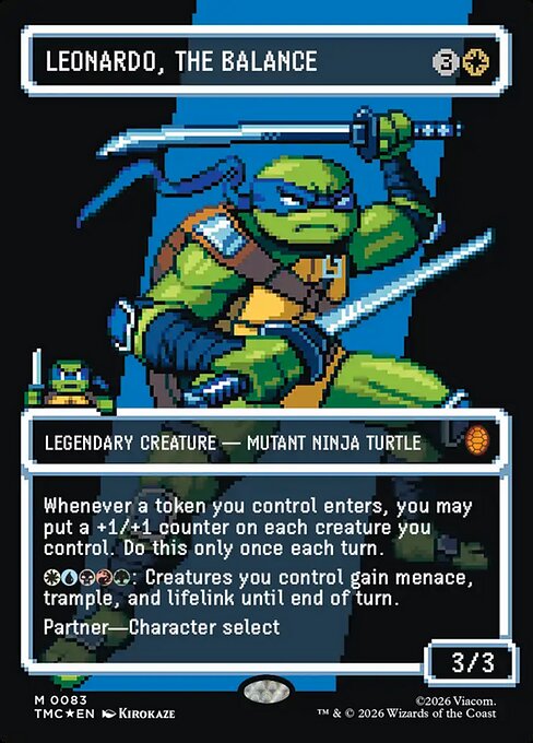 Leonardo, the Balance (0083) (Borderless) (Surge Foil) 83 card from Commander: Teenage Mutant Ninja Turtles