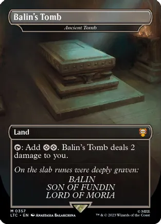 Balin's Tomb - Ancient Tomb 357 card from Commander: The Lord of the Rings: Tales of Middle-earth
