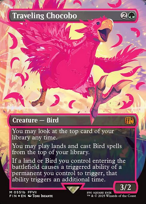 Traveling Chocobo (Borderless) (Neon Ink Pink) 551b card from FINAL FANTASY
