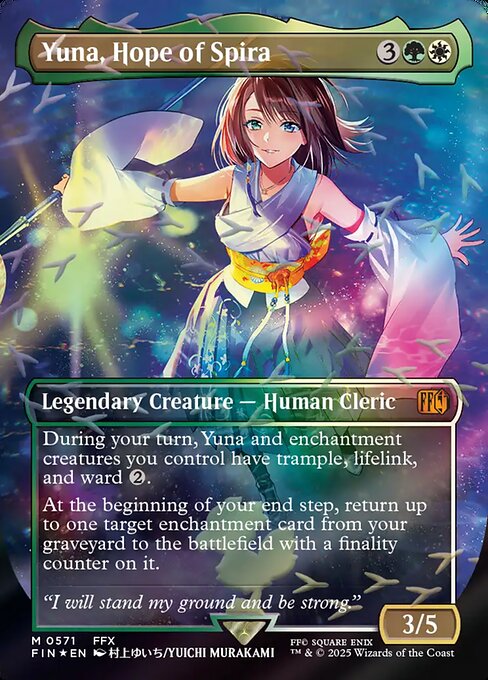 Yuna, Hope of Spira (Borderless) (Chocobo Track Foil) 571 card from FINAL FANTASY