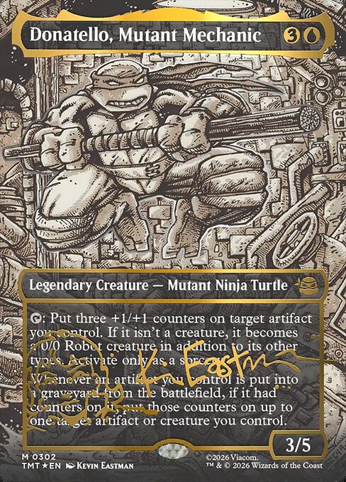 Donatello, Mutant Mechanic (Borderless) (Gold-Stamped Signature) 302 card from Teenage Mutant Ninja Turtles