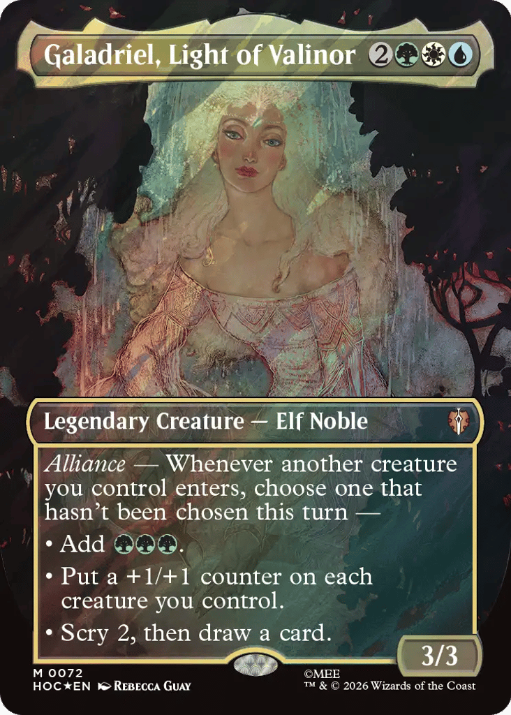 Galadriel, Light of Valinor (Borderless) (Surge Foil) 72 card from The Hobbit: Eternal-Legal