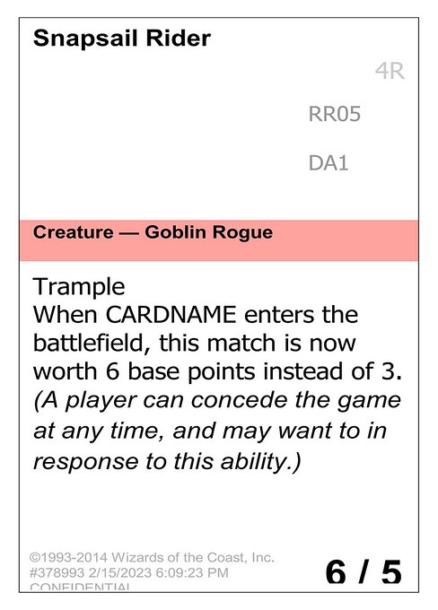 Snapsail Rider card from Un-Known Event Playtest Cards