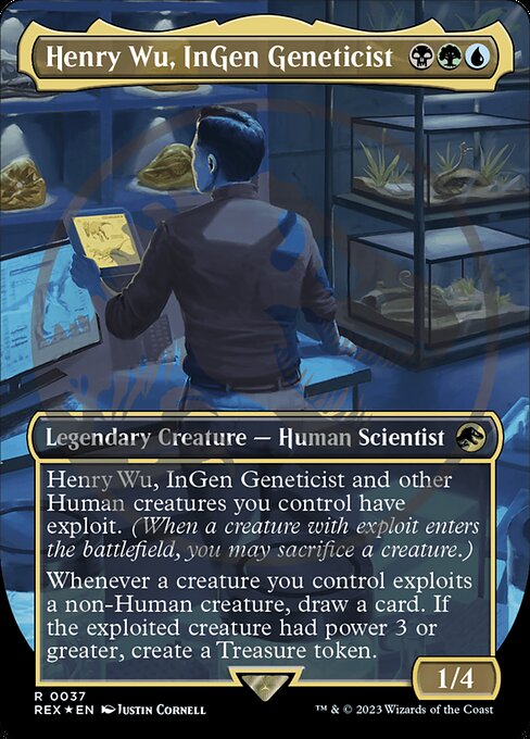 Henry Wu, InGen Geneticist (Borderless) (Emblem) 37 card from Universes Beyond: Jurassic World Collection