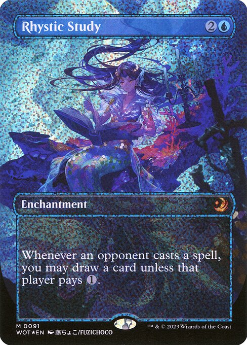 Rhystic Study (Anime Borderless) (Confetti Foil) 91 card from Wilds of Eldraine: Enchanting Tales