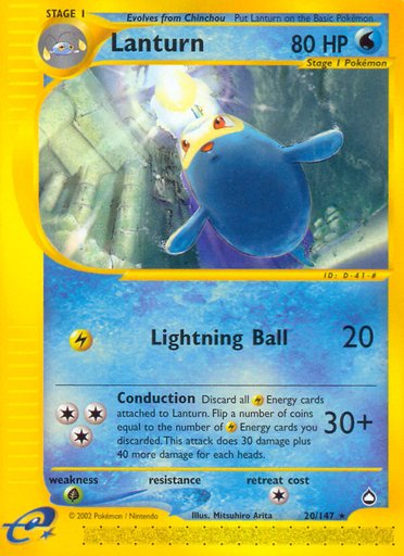 Lanturn (20) 020/147 card from Aquapolis