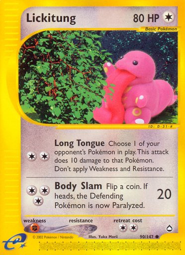 Lickitung 090/147 card from Aquapolis