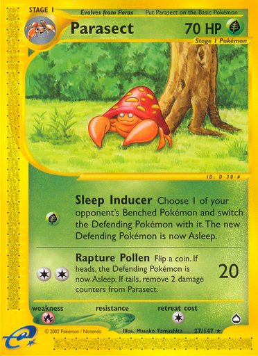 Parasect 027/147 card from Aquapolis