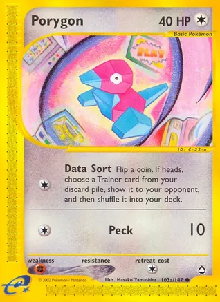 Porygon (103a) 103a/147 card from Aquapolis