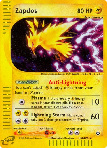 Zapdos (H32) H32/H32 card from Aquapolis