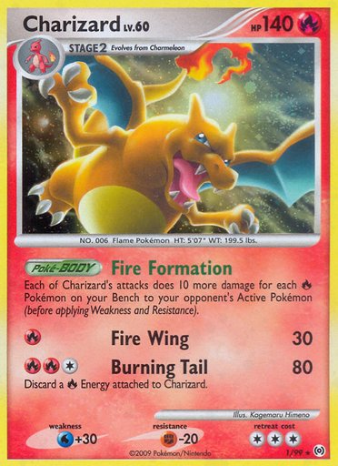Charizard 1/99 card from Arceus