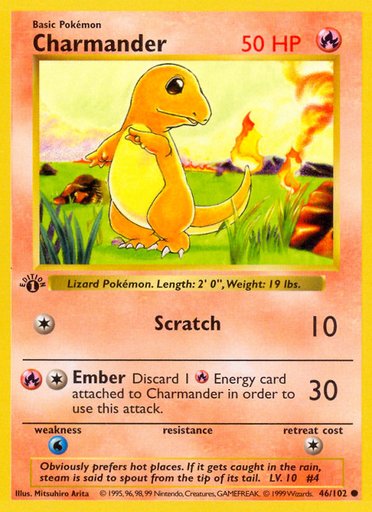 Charmander 046/102 card from Base Set (Shadowless)