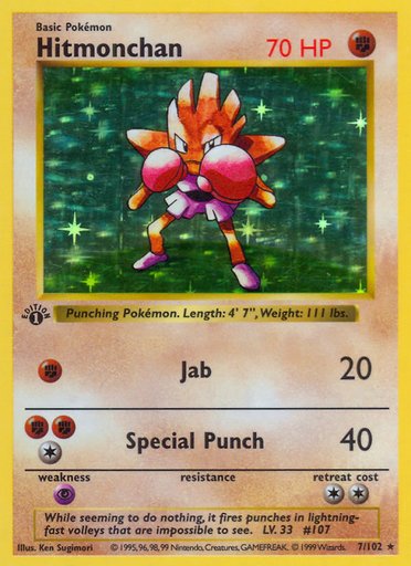 Hitmonchan 007/102 card from Base Set (Shadowless)