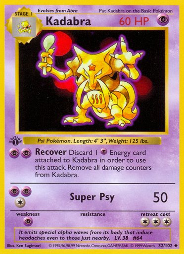 Kadabra 032/102 card from Base Set (Shadowless)