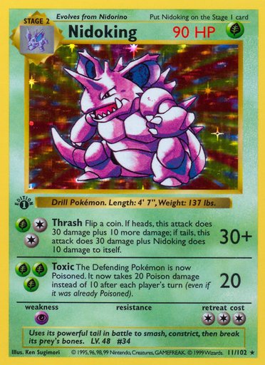Nidoking 011/102 card from Base Set (Shadowless)