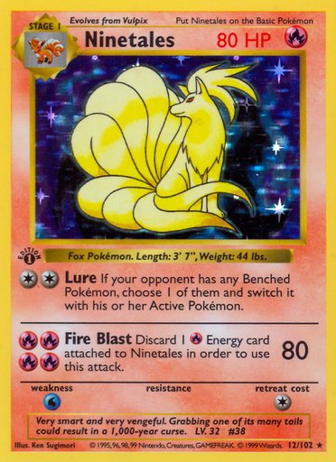 Ninetales 012/102 card from Base Set (Shadowless)