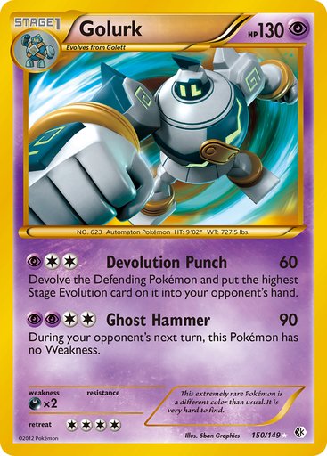 Golurk 150/149 card from Boundaries Crossed