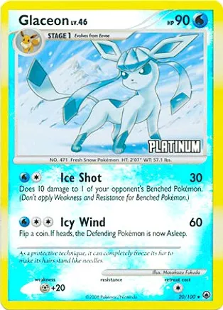Glaceon [Platinum] 020/100 card from Burger King Promos