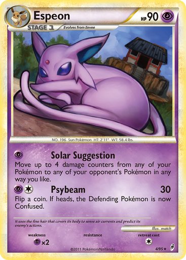 Espeon 4/95 card from Call of Legends