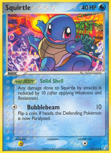 Squirtle 64/100 card from Crystal Guardians