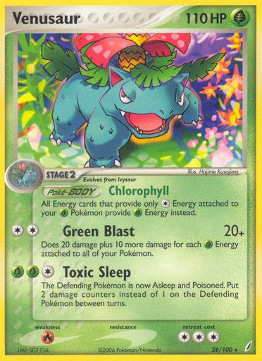 Venusaur 28/100 card from Crystal Guardians