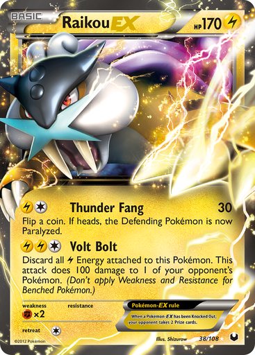 Raikou EX 38/108 card from Dark Explorers