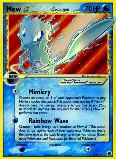 Mew Star (Delta Species) 101/101 card from Dragon Frontiers