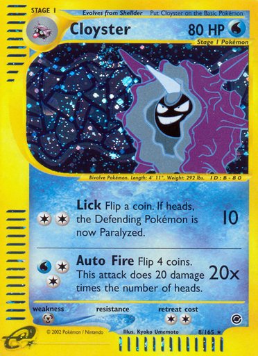 Cloyster (8) 008/165 card from Expedition