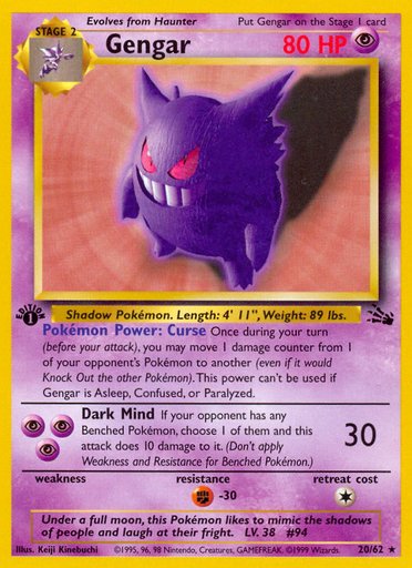 Gengar (20) 20/62 card from Fossil