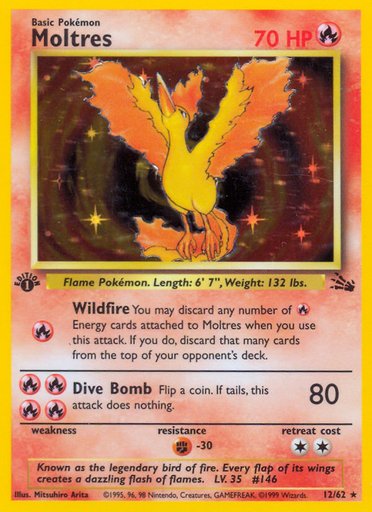 Moltres (12) 12/62 card from Fossil