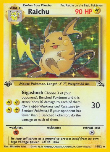 Raichu (14) 14/62 card from Fossil