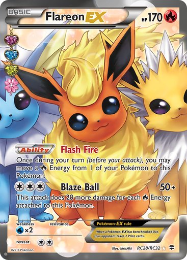 Flareon EX (Full Art) RC28/RC32 card from Generations: Radiant Collection