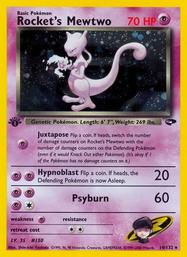 Rocket's Mewtwo 014/132 card from Gym Challenge