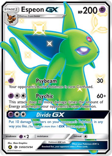 Espeon GX SV60/SV94 card from Hidden Fates: Shiny Vault