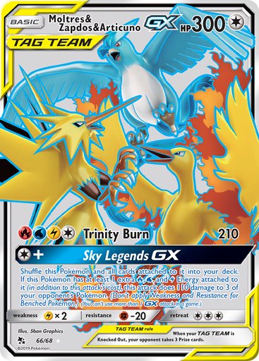 Moltres & Zapdos & Articuno GX (Full Art) 66/68 card from Hidden Fates