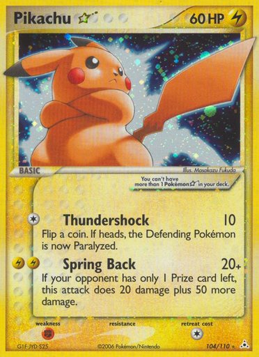 Pikachu Star 104/110 card from Holon Phantoms