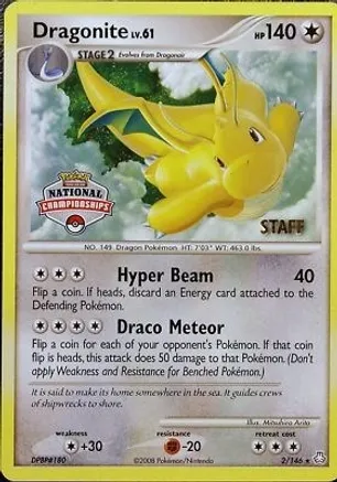 Dragonite (National Championships) [Staff] 002/146 card from League & Championship Cards