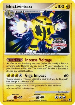 Electivire (Regional Championships) 003/130 card from League & Championship Cards