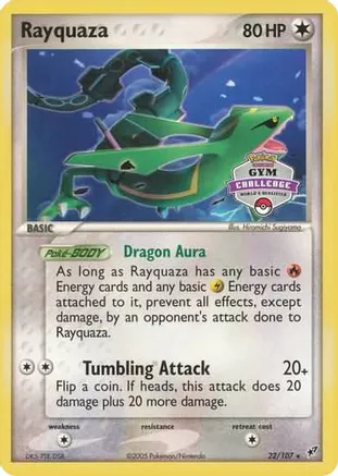 Rayquaza (2004-2005 Gym Challenge) 022/107 card from League & Championship Cards