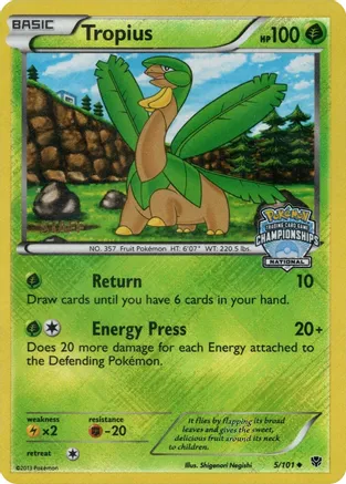 Tropius (National Championships) [Staff] 005/101 card from League & Championship Cards