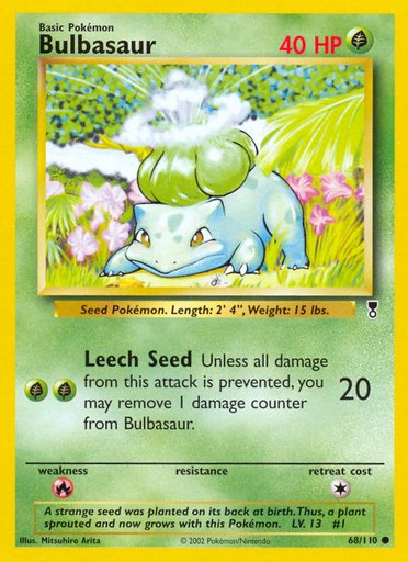 Bulbasaur 068/110 card from Legendary Collection