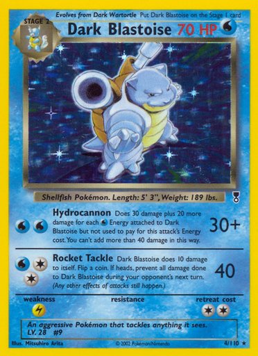 Dark Blastoise 004/110 card from Legendary Collection
