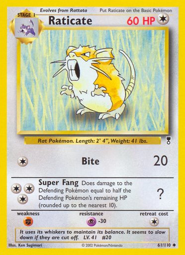 Raticate 061/110 card from Legendary Collection