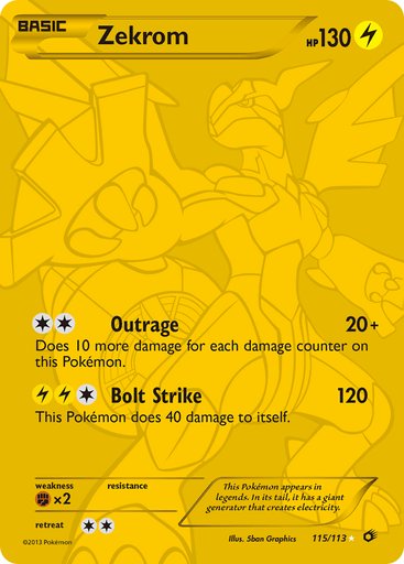 Zekrom (115 Full Art Secret Rare) 115/113 card from Legendary Treasures