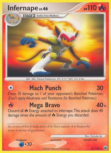 Infernape 22/100 card from Majestic Dawn